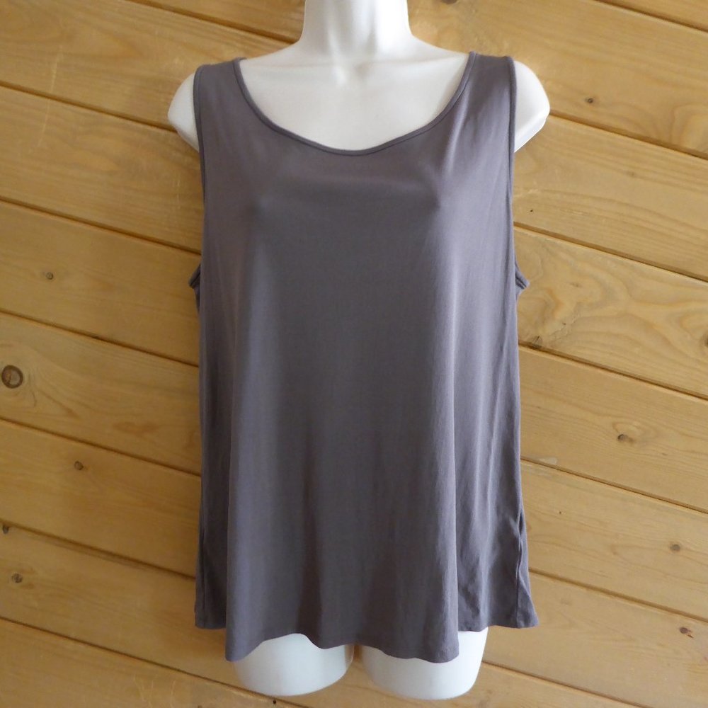 Eileen Fisher Brown Soft 100% Silk Basic Tank Top Sleeveless Layer Stretchy L?